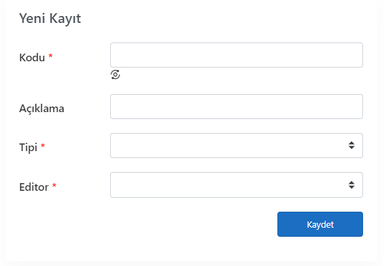 Yeni Kayıt